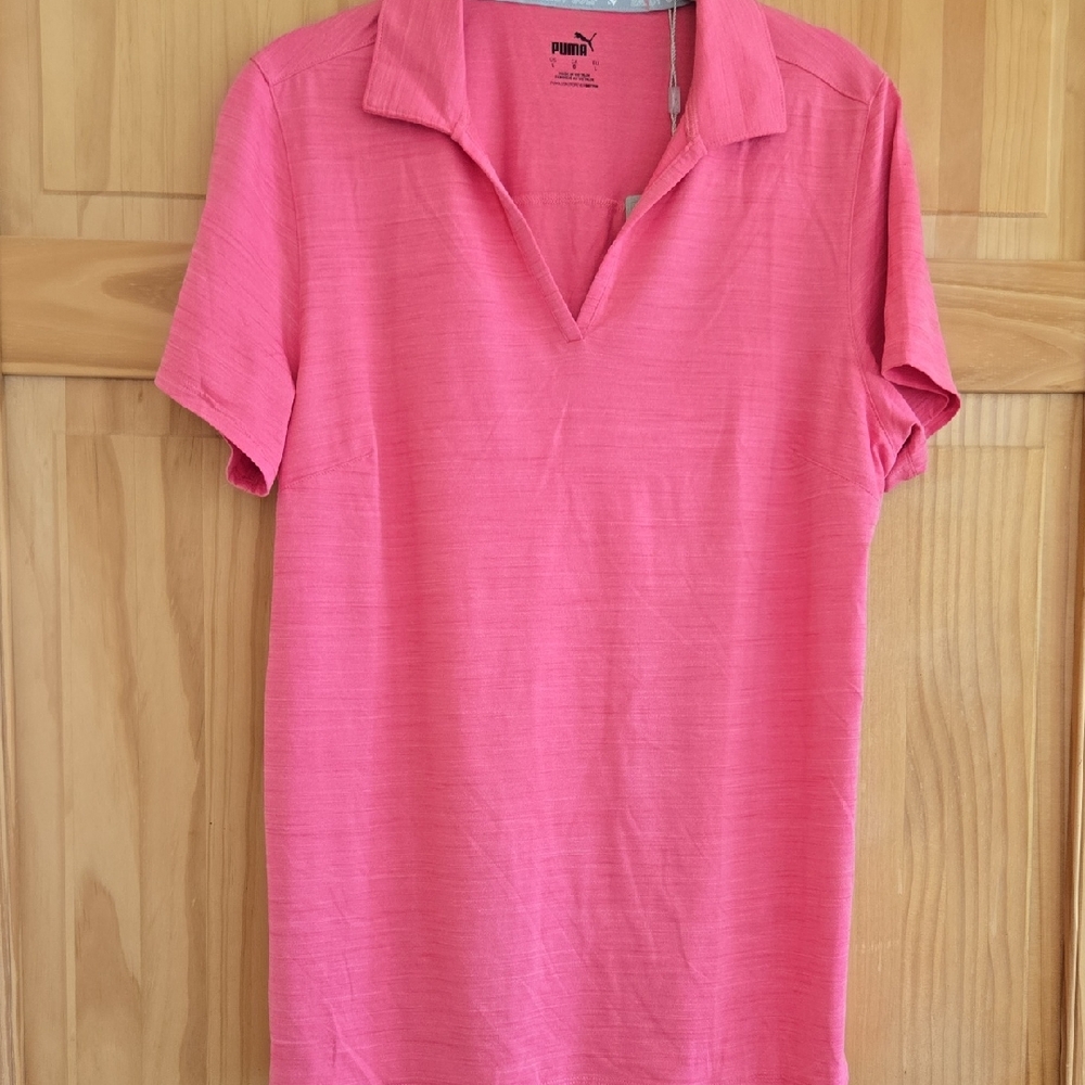 Puma Pink Short Sleeve Golf Tee